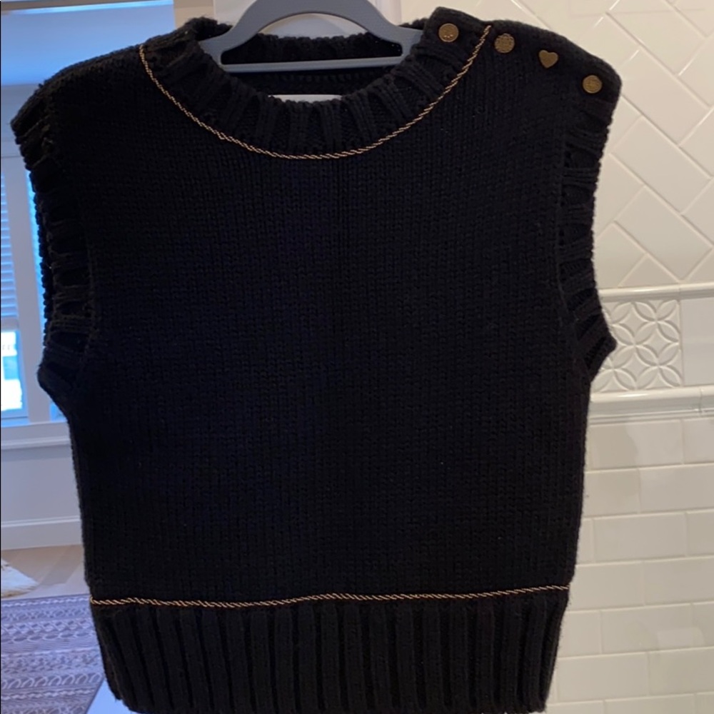 Embellished short sleeve sweater, wool